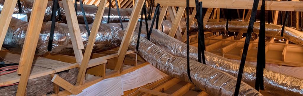 Air duct in attic of house.